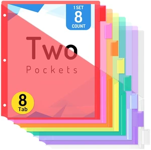 Forvencer 8 Tab Binder Dividers with 2 Pockets, 8 Labels Forvencer 8 Tab Binder Dividers with 2 Pockets, 8 Labels