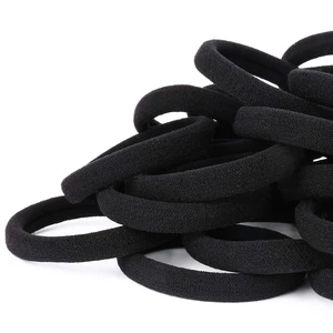Qarwayoc 50PCS Black Hair Ties, Cotton Seamless Elastic Ponytail Holders, 2-Inch Diameter, No Damage for Thick Hair, for Women Qarwayoc 50PCS Black Hair Ties, Cotton Seamless Elastic Ponytail Holders, 2-Inch Diameter, No Damage for Thick Hair, for Women