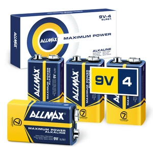 Allmax 9V Maximum Power Alkaline Batteries (4 Count) - 9 Volt Allmax 9V Maximum Power Alkaline Batteries (4 Count) - 9 Volt
