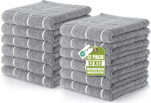 Utopia Towels 12 Pack 12x12Inch Microfiber Fingertip Wash Cloths Grey Utopia Towels 12 Pack 12x12Inch Microfiber Fingertip Wash Cloths Grey