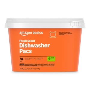 Amazon Basics Dishwasher Detergent Pacs, Fresh Scent, 78 Count Amazon Basics Dishwasher Detergent Pacs, Fresh Scent, 78 Count