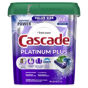 Cascade Platinum Plus Dishwasher Pods, Dish Detergent, Clean Scent, 62 Count Cascade Platinum Plus Dishwasher Pods, Dish Detergent, Clean Scent, 62 Count