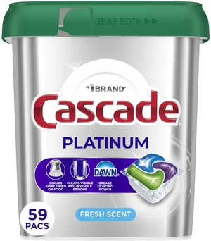 Cascade Platinum Dishwasher Pods, Fresh, 59 Count Cascade Platinum Dishwasher Pods, Fresh, 59 Count
