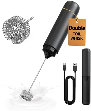 CIRCLE JOY Rechargeable Handheld Milk Frother, Dual Coil Whisk, Electric Coffee Frother, Portable Wand Mixer for Matcha Lattes Cappuccino, Black CIRCLE JOY Rechargeable Handheld Milk Frother, Dual Coil Whisk, Electric Coffee Frother, Portable Wand Mixer for Matcha Lattes Cappuccino, Black