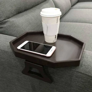 Sofa Arm Clip Table with Armrest Tray and Drinks/Remote Control/Snacks Holder, Plastic, Brown Sofa Arm Clip Table with Armrest Tray and Drinks/Remote Control/Snacks Holder, Plastic, Brown