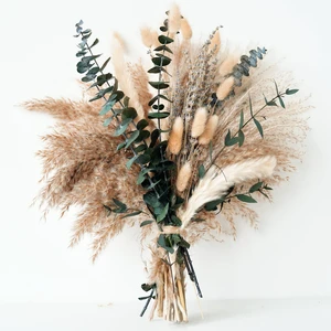 Green Pampas Grass Dried Flower Bouquet with Lavender and Eucalyptus - Boho Decor for Home, Bedroom, Wedding Table Green Pampas Grass Dried Flower Bouquet with Lavender and Eucalyptus - Boho Decor for Home, Bedroom, Wedding Table