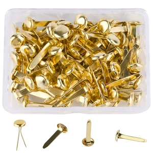 100PCS 0.3x0.7Inch Mini Brass Brads, Reusable Metal Paper Fasteners 100PCS 0.3x0.7Inch Mini Brass Brads, Reusable Metal Paper Fasteners