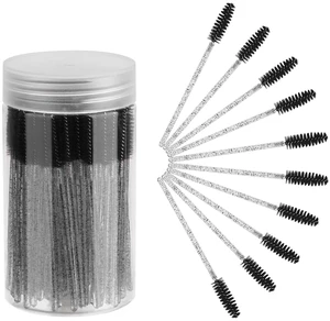 CHEFBEE 100PCS Disposable Eyelash Spoolies Brush with Container Black CHEFBEE 100PCS Disposable Eyelash Spoolies Brush with Container Black