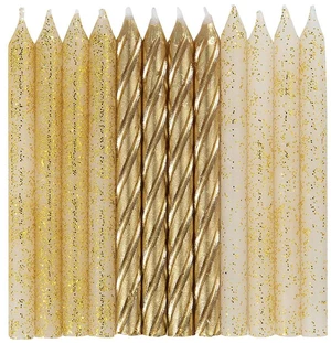 Dazzling Glitter & Gold Spiral Birthday Candles 24ct Assorted Pack Dazzling Glitter & Gold Spiral Birthday Candles 24ct Assorted Pack