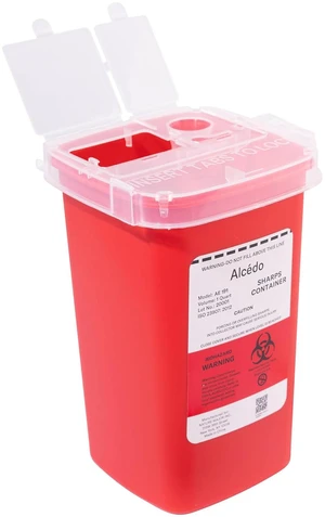 Alcedo 1 Quart Sharps Container 1-Pack for Needle & Syringe Disposal Alcedo 1 Quart Sharps Container 1-Pack for Needle & Syringe Disposal