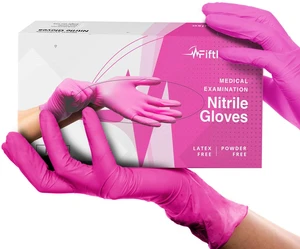 FifthPulse Fuchsia Hot Pink Nitrile Disposable Gloves, 3 Mil, Medical Exam, Powder and Latex Free FifthPulse Fuchsia Hot Pink Nitrile Disposable Gloves, 3 Mil, Medical Exam, Powder and Latex Free