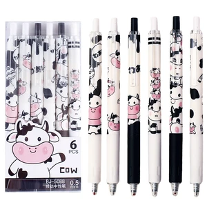 MOZXIRZ 6 Pcs Cartoon Retractable Pens Gel Ink Pens Cute Cow Pen 0.5mm Black Ink Writing Pen Office School Supplies for Women Men (Cow) MOZXIRZ 6 Pcs Cartoon Retractable Pens Gel Ink Pens Cute Cow Pen 0.5mm Black Ink Writing Pen Office School Supplies for Women Men (Cow)