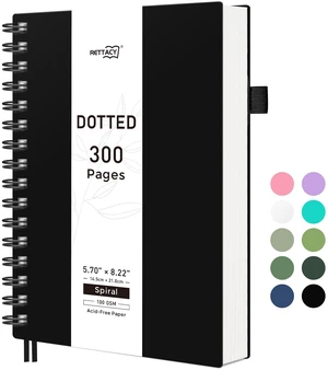 RETTACY Dotted Journal Notebook, 300 Pages, A5 Medium Size (5.7'' × 8.2'') RETTACY Dotted Journal Notebook, 300 Pages, A5 Medium Size (5.7'' × 8.2'')