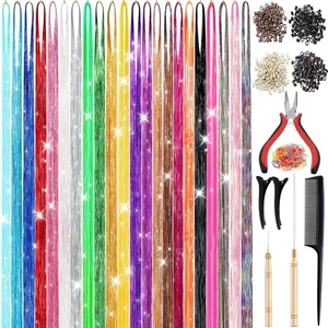 Hair Tinsel, 22 Colors Tinsel Hair Extensions, Fairy Hair Kit Hair Tinsel, 22 Colors Tinsel Hair Extensions, Fairy Hair Kit