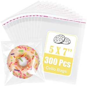 ZGORENDZ 300 Pcs Cellophane bags 5×7" Self Sealing Cookie Bags Clear Plastic Cello Bags for Favors, Bakery Supplies, Gifts, Candy, Chocolate Chip Cookies, Brownies ZGORENDZ 300 Pcs Cellophane bags 5×7" Self Sealing Cookie Bags Clear Plastic Cello Bags for Favors, Bakery Supplies, Gifts, Candy, Chocolate Chip Cookies, Brownies