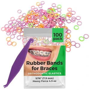 Orthodontic Rubber Bands for Braces, 5/16in Heavy, 100 Pack, Neon Orthodontic Rubber Bands for Braces, 5/16in Heavy, 100 Pack, Neon