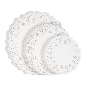 Assorted Sizes Disposable Lace Paper Doilies for Dessert Trays Assorted Sizes Disposable Lace Paper Doilies for Dessert Trays