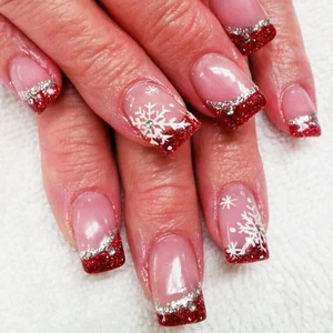 24Pcs Christmas French Tip Press-on Nails Short Square Snowflake Red Glitter Acrylic False Nails with Rhinestone Design for Women Winter Manicure 24Pcs Christmas French Tip Press-on Nails Short Square Snowflake Red Glitter Acrylic False Nails with Rhinestone Design for Women Winter Manicure