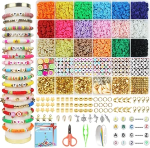 Redtwo 5100 Clay Beads Bracelet Making Kit, Flat Preppy Polymer Heishi Beads with Charms Gifts for Teen Girls Ages 8-12 Redtwo 5100 Clay Beads Bracelet Making Kit, Flat Preppy Polymer Heishi Beads with Charms Gifts for Teen Girls Ages 8-12