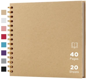 Potricher 8x8 Inch DIY Scrapbook Album 40 Pages with Kraft Paper, Yellow Potricher 8x8 Inch DIY Scrapbook Album 40 Pages with Kraft Paper, Yellow