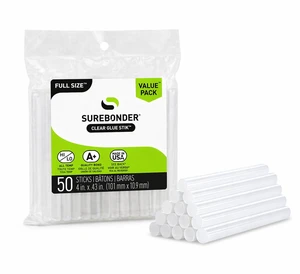 Surebonder Full Size Hot Glue Sticks 50-Pack, Clear, Non-Toxic, Multi-Temp, 4-Inch x 0.43-Inch for Full Size Glue Guns, DIY, Arts, Crafts & Home Repairs Surebonder Full Size Hot Glue Sticks 50-Pack, Clear, Non-Toxic, Multi-Temp, 4-Inch x 0.43-Inch for Full Size Glue Guns, DIY, Arts, Crafts & Home Repairs