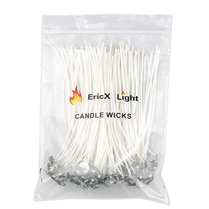 EricX Light 100-Piece Natural Candle Wicks, 6" Pre-Waxed Low Smoke 100% Natural Cotton Core, for Candle Making DIY EricX Light 100-Piece Natural Candle Wicks, 6" Pre-Waxed Low Smoke 100% Natural Cotton Core, for Candle Making DIY