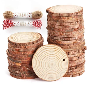 50Pcs Unfinished Wood Slices 2.4"-2.8" with Pre-drilled Hole and String for Home Decor, Painting, Coasters, DIY, Party Wedding 50Pcs Unfinished Wood Slices 2.4"-2.8" with Pre-drilled Hole and String for Home Decor, Painting, Coasters, DIY, Party Wedding