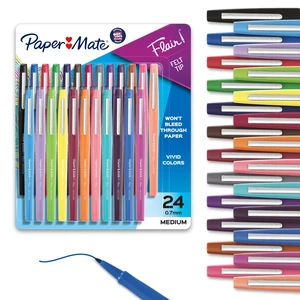 Paper Mate Flair Felt Tip Pens, Medium Point, 24 Count, Assorted Colors - Home, Office, Back to School, Teacher Supplies Paper Mate Flair Felt Tip Pens, Medium Point, 24 Count, Assorted Colors - Home, Office, Back to School, Teacher Supplies