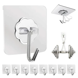 DDMY Adhesive Wall Hooks, Clear, 50lb Max, Heavy Duty, 10 Pack DDMY Adhesive Wall Hooks, Clear, 50lb Max, Heavy Duty, 10 Pack