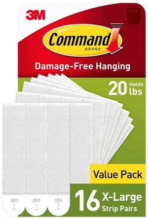 Command 20lb X-Large Picture Hanging Strips, 16 Pairs, White Command 20lb X-Large Picture Hanging Strips, 16 Pairs, White