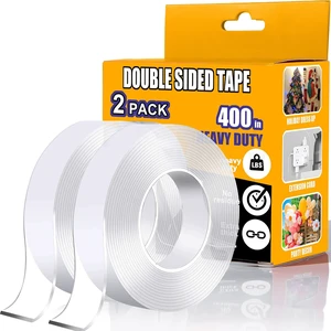 ANLOKE Heavy Duty Double Sided Tape 2 Pack, 1.2in x 400in, Extra Large Nano, Removable Reusable Washable for Walls Carpets Posters ANLOKE Heavy Duty Double Sided Tape 2 Pack, 1.2in x 400in, Extra Large Nano, Removable Reusable Washable for Walls Carpets Posters
