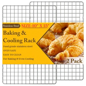 2 PCS Cooling Racks 10" x 15" Silver for Cooking and Baking 2 PCS Cooling Racks 10" x 15" Silver for Cooking and Baking
