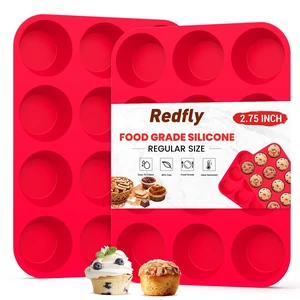 Redfly 2 Pack Silicone Muffin Pan 12 Cup Regular Size BPA Free Egg Bites Mold Redfly 2 Pack Silicone Muffin Pan 12 Cup Regular Size BPA Free Egg Bites Mold
