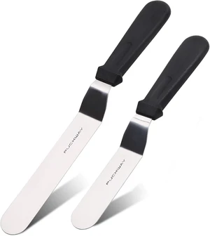 Angled Icing Spatula, Stainless Steel Offset Spatula, Cake Spatula Set of 2 Black 6, 8 inch Blade Angled Icing Spatula, Stainless Steel Offset Spatula, Cake Spatula Set of 2 Black 6, 8 inch Blade