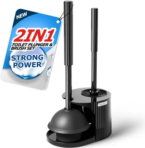 FORASTO 2in1 Toilet Brush and Plunger Set - Bathroom Bowl Holder Combo FORASTO 2in1 Toilet Brush and Plunger Set - Bathroom Bowl Holder Combo