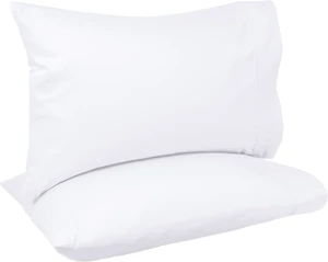 Amazon Basics 400 Thread Count Cotton Pillowcases, Standard, 30" L x 20" W, White - Set of 2, Pillows Not Included Amazon Basics 400 Thread Count Cotton Pillowcases, Standard, 30" L x 20" W, White - Set of 2, Pillows Not Included