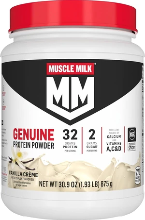 Muscle Milk Genuine Protein Powder, Vanilla Crème, 1.93 Pounds, 12 Servings, 32g Protein, 2g Sugar, Calcium, Vitamins A, C & D, NSF Certified for Sport, Energizing Snack, Packaging May Vary Muscle Milk Genuine Protein Powder, Vanilla Crème, 1.93 Pounds, 12 Servings, 32g Protein, 2g Sugar, Calcium, Vitamins A, C & D, NSF Certified for Sport, Energizing Snack, Packaging May Vary