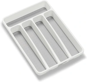 madesmart Classic 5 Compartment Compact Silverware Tray, White madesmart Classic 5 Compartment Compact Silverware Tray, White