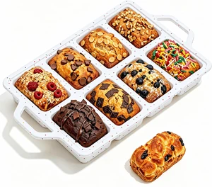 Vinino Mini Silicone Loaf Pans with Metal Reinforced Frame, 8-Cavity, Cream Vinino Mini Silicone Loaf Pans with Metal Reinforced Frame, 8-Cavity, Cream