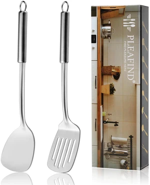 Pleafind 2-Pcs Solid & Slotted Spatula Set, 304 Stainless Steel Spatula, Metal Spatulas, Wok Utensils, Cooking Utensils, Wok Spatulas for Home, Kitchen and Restaurant, Dishwasher Safe Pleafind 2-Pcs Solid & Slotted Spatula Set, 304 Stainless Steel Spatula, Metal Spatulas, Wok Utensils, Cooking Utensils, Wok Spatulas for Home, Kitchen and Restaurant, Dishwasher Safe