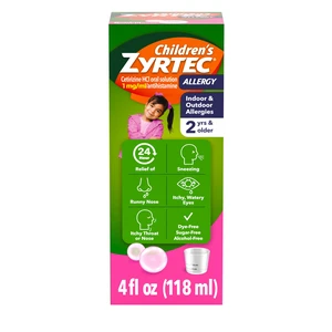 Children's Zyrtec Allergy Relief Syrup Cetirizine HCl, Bubble Gum, 4 fl. oz Children's Zyrtec Allergy Relief Syrup Cetirizine HCl, Bubble Gum, 4 fl. oz