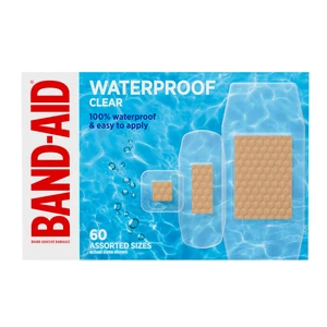 BAND-AID Brand Clear Waterproof Adhesive Bandages, Assorted Sizes, 60 Count BAND-AID Brand Clear Waterproof Adhesive Bandages, Assorted Sizes, 60 Count