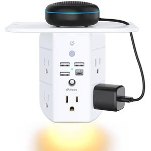 Mifaso Outlet Extender with Shelf and Night Light, 1800J Surge Protector Mifaso Outlet Extender with Shelf and Night Light, 1800J Surge Protector