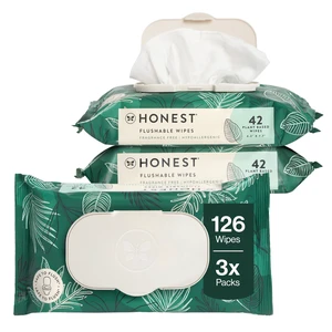 The Honest Company Flushable Wipes, Hypoallergenic, Tropical Leaves, 126ct The Honest Company Flushable Wipes, Hypoallergenic, Tropical Leaves, 126ct