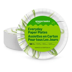 Amazon Basics Everyday Paper Plates, 10 Inch, Disposable, 100 Count, Packaging May Vary Amazon Basics Everyday Paper Plates, 10 Inch, Disposable, 100 Count, Packaging May Vary