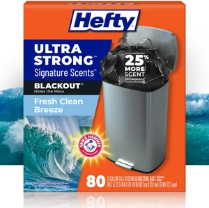 Hefty Ultra Strong Signature Scents 13G Trash Bags, Fresh Clean, 80ct Hefty Ultra Strong Signature Scents 13G Trash Bags, Fresh Clean, 80ct