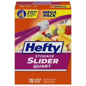 Hefty Slider Storage Bags, Quart Size, 78 Count Hefty Slider Storage Bags, Quart Size, 78 Count