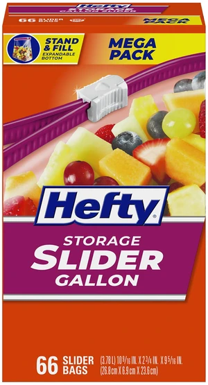 Hefty Slider Storage Bags, Gallon Size, 66ct Hefty Slider Storage Bags, Gallon Size, 66ct