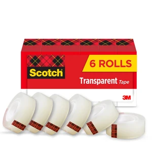 Scotch Transparent Tape, 1 Inch Core, 3/4 in x 1296 in, 6 Rolls, Clear Scotch Transparent Tape, 1 Inch Core, 3/4 in x 1296 in, 6 Rolls, Clear