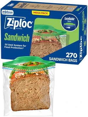 Ziploc Sandwich & Snack Bags, Food Storage, Easy Open & Close, 270 Count Ziploc Sandwich & Snack Bags, Food Storage, Easy Open & Close, 270 Count